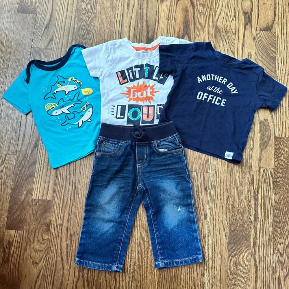 Baby boy outfit bundle, size 6-12M (4 pieces)
